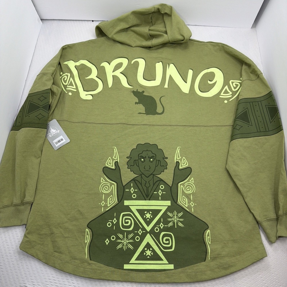 NEW Disney Parks Spirit Jersey Encanto Bruno Hoodie Glow in the Dark Green Large